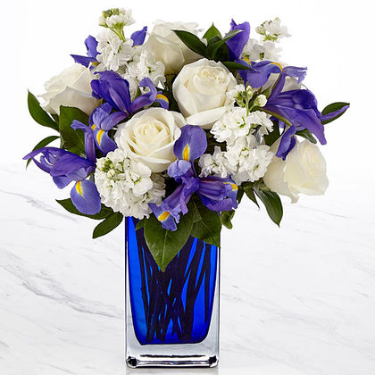 Whispers of Grace Bouquet - Blue & White a1480 | Online Plant Shop